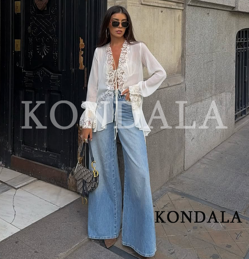 KONDALA Chic Lace Crochet Spli - Sewing V avaliação e preço