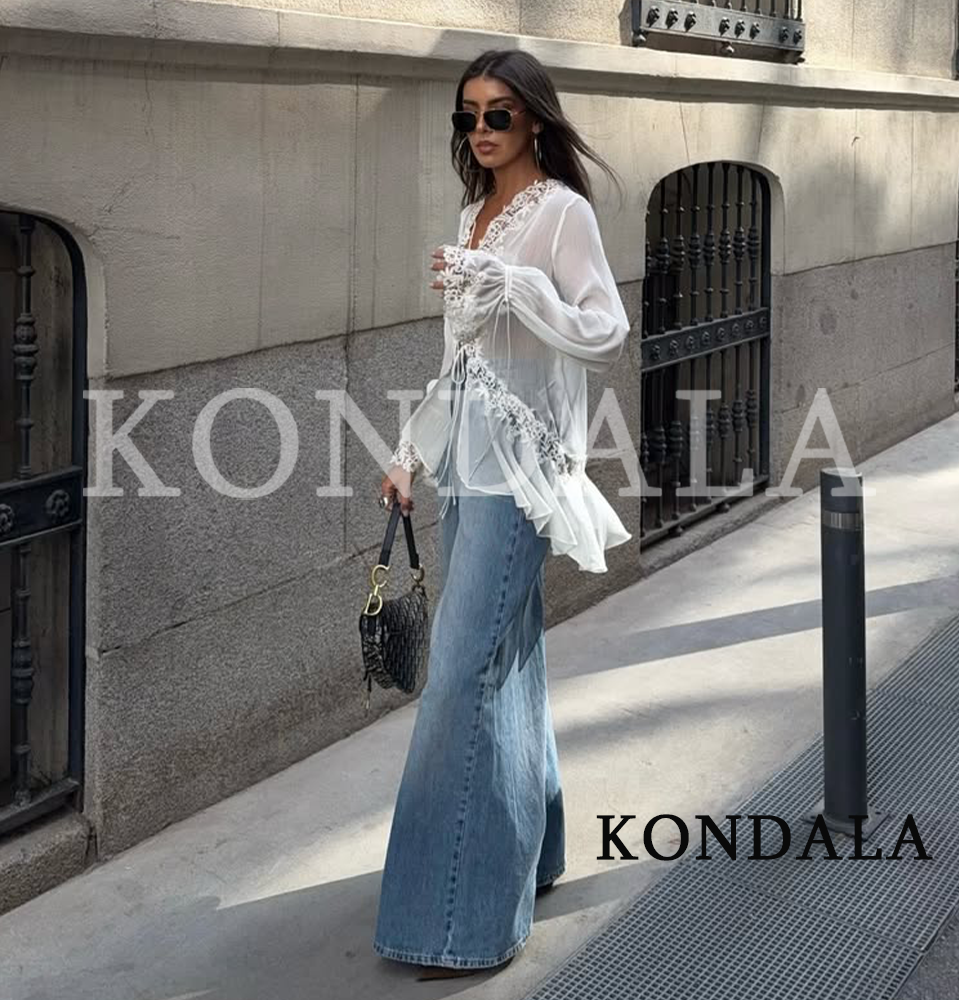 KONDALA Chic Lace Crochet Spli - Sewing V avaliação e preço