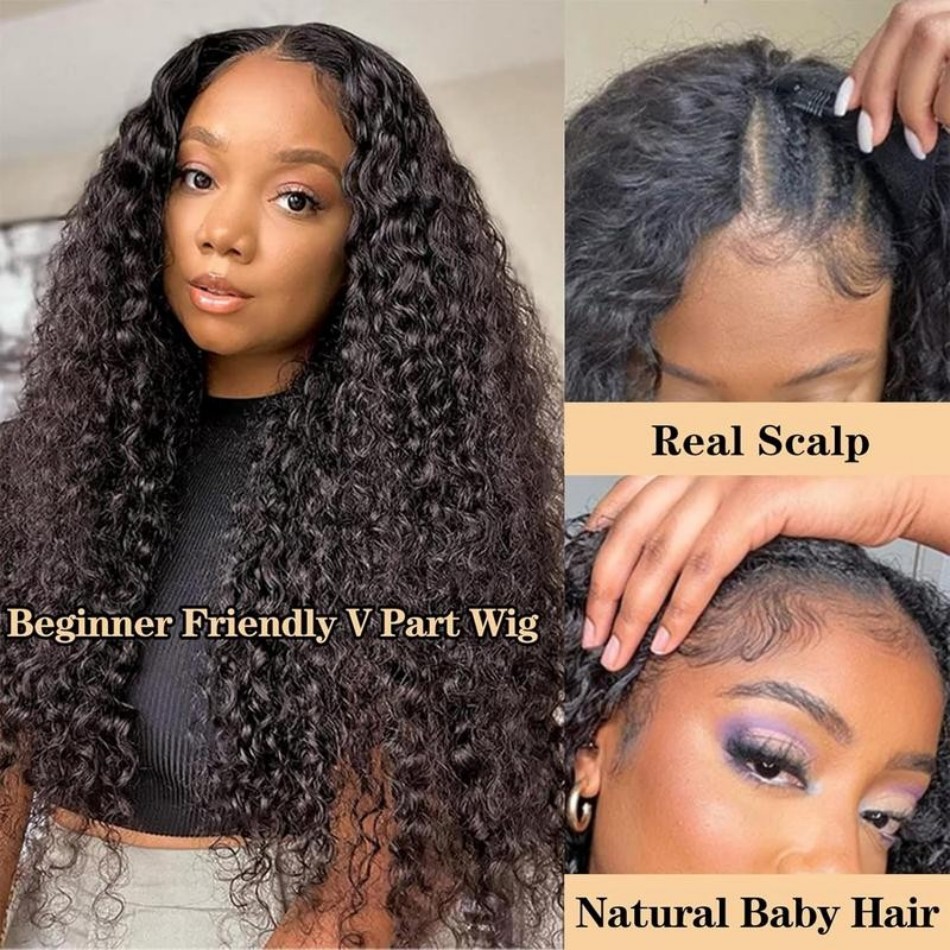 Deep Wave V Part Wig Human Hai - Sewing V avaliação e preço