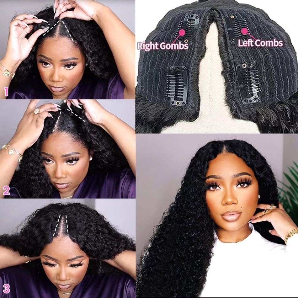 Deep Wave V Part Wig Human Hai - Sewing V avaliação e preço