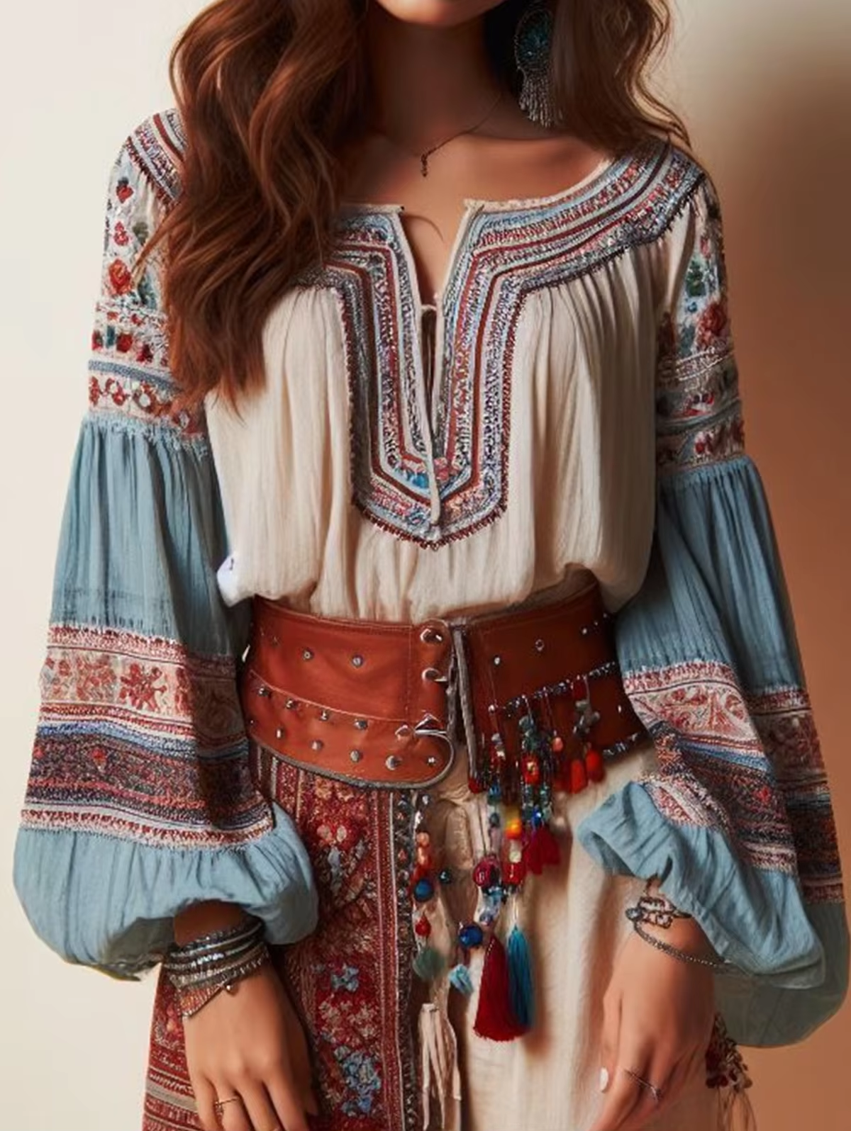 Lantern Sleeves Boho Blouse Fl - Sewing V avaliação e preço